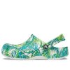 Crocs 4 Printing Outdoor Flat Heel Beach Sports White Green Sandals “White Green” 206230-1C8