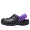 Crocs Baya Lined Fuzz Strap Clogs “Black Purple” 20663309V