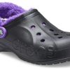 Crocs Baya Lined Fuzz Strap Clogs “Black Purple” 20663309V