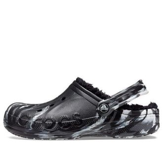 Crocs Baya Lined Marbled Clogs “Black Silver” 208333-0C4