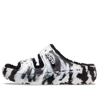 Crocs Classic Cozzzy Marbled Sandals “Black White” 207907