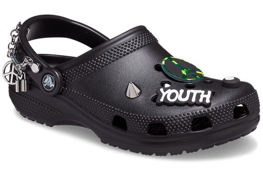Crocs Classic Feel The Positivity Casual Unisex Black Sandals 207571-001 Crocs Classic Feel The Positivity Casual Unisex Black Sandals 207571-001