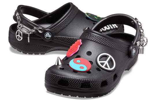 Crocs Classic Feel The Positivity Casual Unisex Black Sandals 207571-001 Crocs Classic Feel The Positivity Casual Unisex Black Sandals 207571-001
