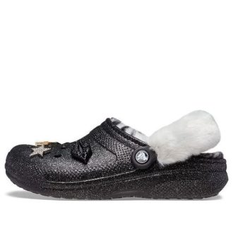 Crocs Disco Classic Lined Disco Glitter Clogs “Black White” 208075-0ZS