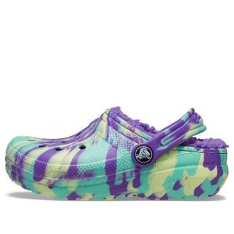 Crocs (GS) Classic Lined Marbled Clogs “Neon Purple Multi” 207238-573 Crocs (GS) Classic Lined Marbled Clogs “Neon Purple Multi” 207238-573