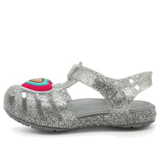 Crocs (GS) Isabella Glitter Flat Sandals “Grey Silver” 205038-040