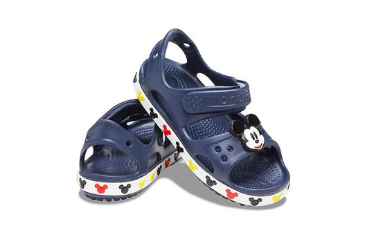 Crocs (PS) Funny Mickey Velcro Outdoor Open Toe Flat Heel Sports Deep Blue Sandals 206171-410 Crocs (PS) Funny Mickey Velcro Outdoor Open Toe Flat Heel Sports Deep Blue Sandals 206171-410