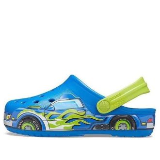 Crocs (PS) Funny Pattern Flat Heel Sports Blue Sandals 207074-4JL