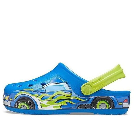 Crocs (PS) Funny Pattern Flat Heel Sports Blue Sandals 207074-4JL Crocs (PS) Funny Pattern Flat Heel Sports Blue Sandals 207074-4JL