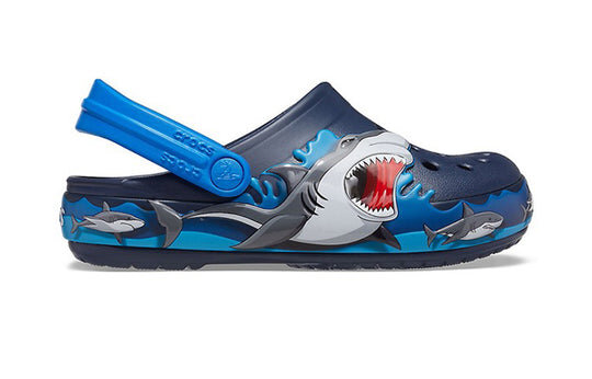 Crocs (PS) Funny Shark Pattern Outdoor Flat Heel Sports Deep Blue Sandals 207070-410 Crocs (PS) Funny Shark Pattern Outdoor Flat Heel Sports Deep Blue Sandals 207070-410