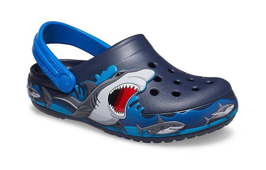 Crocs (PS) Funny Shark Pattern Outdoor Flat Heel Sports Deep Blue Sandals 207070-410 Crocs (PS) Funny Shark Pattern Outdoor Flat Heel Sports Deep Blue Sandals 207070-410