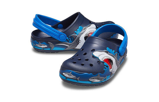 Crocs (PS) Funny Shark Pattern Outdoor Flat Heel Sports Deep Blue Sandals 207070-410 Crocs (PS) Funny Shark Pattern Outdoor Flat Heel Sports Deep Blue Sandals 207070-410