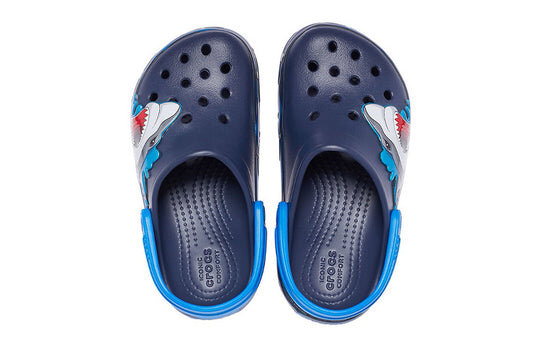 Crocs (PS) Funny Shark Pattern Outdoor Flat Heel Sports Deep Blue Sandals 207070-410 Crocs (PS) Funny Shark Pattern Outdoor Flat Heel Sports Deep Blue Sandals 207070-410