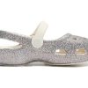 Crocs (PS) Outdoor Flat Heel Shiny Sports Silver Sandals 206370-93R Crocs (PS) Outdoor Flat Heel Shiny Sports Silver Sandals 206370-93R