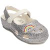 Crocs (PS) Outdoor Flat Heel Shiny Sports Silver Sandals 206370-93R Crocs (PS) Outdoor Flat Heel Shiny Sports Silver Sandals 206370-93R