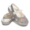 Crocs (PS) Outdoor Flat Heel Shiny Sports Silver Sandals 206370-93R Crocs (PS) Outdoor Flat Heel Shiny Sports Silver Sandals 206370-93R