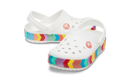 Crocs Rainbow Outdoor Beach Sports Big Boys White Sandals 207007-100 Crocs Rainbow Outdoor Beach Sports Big Boys White Sandals 207007-100