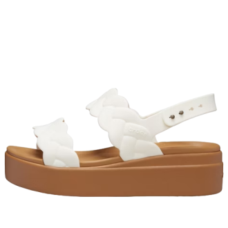 Crocs (WMNS) Brooklyn Woven Wedge Sandals “White Brown” 209977-0WV