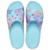 Crocs (WMNS) Classic Platform Palm Print Slide “Blue Multi-Color” 208607-4NQ