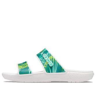 Crocs (WMNS) Classic Tropical Outdoor Flat Heel Sports Slippers White Green 207183-94S