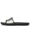 Crocs (WMNS) Sloane Shine Low Slide Flat Casual Black Silver Slippers “Black Silver” 206921-001