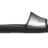 Crocs (WMNS) Sloane Shine Low Slide Flat Casual Black Silver Slippers “Black Silver” 206921-001