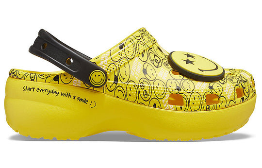 Crocs (WMNS) X Smiley Classic Clog Thick Sole Smiling Face clouds Sandals Yellow Black 207233-90H Crocs (WMNS) X Smiley Classic Clog Thick Sole Smiling Face clouds Sandals Yellow Black 207233-90H